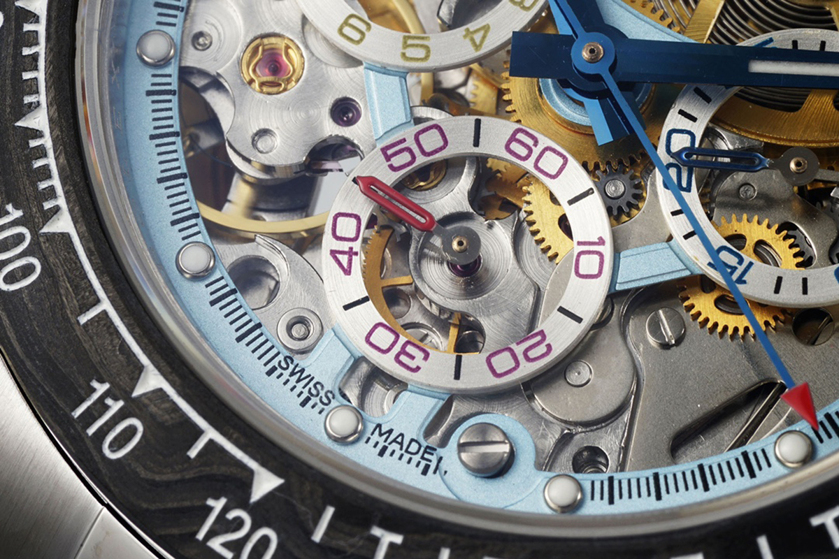 Blaken Daytona Skeleton Dial in Steel